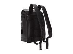 a black backpack with zippers and straps