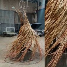 there is a sculpture made out of straw