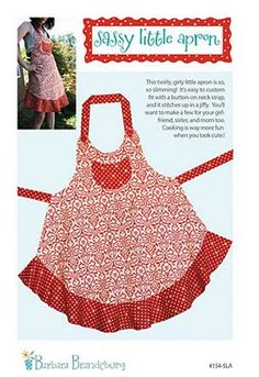 an apron pattern with the words easy little apron written in red and white on it