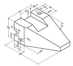 a drawing of an object with measurements