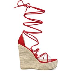 These platform lace-up sandals are the perfect addition to holiday parties. Wear it with jeans and a dress for a stylish look. Lace Up Sandals; Transparent Bands; Wedge Heel Sandals; Platform Sandals; Opened Toe; Lace-Up; Espadrille Wedges; Clear Cross Straps; Vamp: Faux Suede + TPU; Outsole: TPR; Heel: PVC; Heel Height: 5.3 inches (13.5 cm), Platform Height: 1.7 inches (4.5 cm). Elevate your body type and make you naturally look comfortable in your skin and body. Good options for parties, sweet Straps Sandals, Sandals Platform, Platform Espadrilles, Wedge Heel Sandals, Lace Up Sandals, Platform Wedge, Espadrilles Wedges, Cross Straps, Suede Shoes