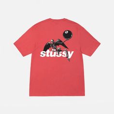 Shortsleeve Crewneck Tee. - Screenprinted Graphics - Ribbed Collar - Oversized Fit - Unisex - 100% Cotton - Imported Red Cotton Top With Back Print, Red Short Sleeve Tops With Back Print, Heart Tee Shirt, Stussy Men, Vintage Stussy, Streetwear Shirts, Vintage Skater, Mesh Shirt, Designer Streetwear