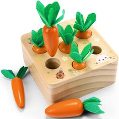 PRICES MAY VARY. 🥕【100% SAFETY GUARANTEE】Made of sturdy New Zealand natural pine wood with water based paint. Smooth edges and non-toxic materials ensure your baby's safety. 🥕【MONTESSORI DEVELOPMENT】Your child will improve their size sorting and logic skills as they think about how to put the carrots back into right holes. Also, our toys are great for learning developmental concepts such as fine motor skills and problem-solving capabilities. 🥕【FUNNY CARROTS DESIGN】Seven different sized wooden Harvest Games, Montessori Toys Baby, Baby Easter Gifts, Shape Sort, Wooden Toys For Toddlers, Learning Toys For Toddlers, Educational Toys For Toddlers, Wooden Baby Toys, 1st Birthday Gifts