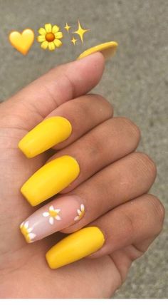 Wedding Acrylic Nails, Wedding Acrylic, Yellow Nail Art, Yellow Nails Design, Coffin Nails Matte, Yellow Nail, Cute Spring Nails, Nail Design Inspiration, Spring Nail Art