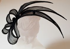 Black Sinamay Fascinator with Swarovski peals & black crystals Sinamay Fascinator, Black Hats, Falling Star, Brown Wedding, Pure Elegance, Hat Boxes, Rising Sun