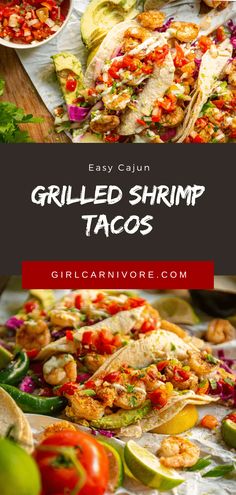 grilled shrimp tacos with salsa and avocado on the side