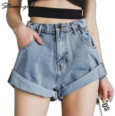 Shorts Jeans Branco, Vintage Jean Shorts, Casual Denim Shorts, Womens High Waisted Shorts, White Denim Shorts, Short Denim, High Waisted Shorts Denim, Denim Shorts Women, Shorts Jeans