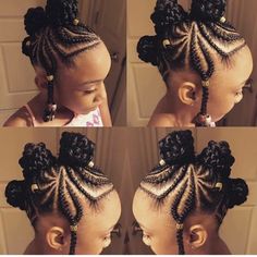 Braided style for natural hair Cornrows And Braids, Kiddie Hairstyles, Braid Styles For Girls, Cabello Afro Natural, Kid Hairstyles, Toddler Hairstyles, Wedding Updos