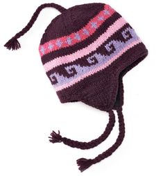 a knitted hat is shown on a white background