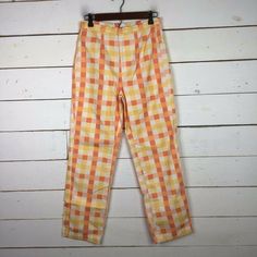 New Free People Shes All That Plaid Pant Cotton Orange Multi Women's 4 New With Tags. Please See Pics For Details And Measurements. Thank You For Shopping With Southern Twinz. We Try Our Best To Describe The Item Through Photos And/Or Description The Best We Can. Please Let Us Know If You Have Any Questions. International Customers: Please Note Import Duties, Taxes, And Charges Aren't Included In The Item Price Or Postage Cost. These Charges Are The Buyer's Responsibility. Please Check With Your Retro Relaxed Fit Pants For Spring, Retro Straight Leg Summer Pants, Fitted Capris Trousers For Summer, Summer Vintage Straight Bottoms, Retro Relaxed Fit Summer Pants, Vintage Straight Pants For Summer, Vintage Straight Summer Pants, Fitted Tapered Leg Capris For Summer, Retro Bottoms With Elastic Waistband For Spring