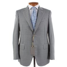 * Sleeve (Shoulder Seam To End Of Sleeve): 25 * Length (Bottom Of Collar): 29.5 * Shoulder To Shoulder: 18.25 * Pit To Pit: 21.25 * Waist (Across At Top Button): 20 Elegant Tailored Houndstooth Sport Coat, Elegant Houndstooth Sport Coat With Notch Lapel, Elegant Formal Sport Coat With Houndstooth Pattern, Elegant Business Sport Coat With Houndstooth Pattern, Elegant Houndstooth Sport Coat For Business, Luxury Formal Outerwear With Houndstooth Pattern, Luxury Houndstooth Outerwear For Formal Occasions, Elegant Fitted Houndstooth Sport Coat, Elegant Long Sleeve Houndstooth Suit