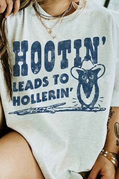 HOOTIN LEADS TO HOLLERIN GRAPHIC T-SHIRTPREMIUM COTTONUNISEX SIZINGCLASSIC FITMade In: USAFabric Contents: 100% Cotton Cricut Vinyl Shirts Ideas, 100% Cotton, Country Tshirt Ideas, Cricket Shirt Ideas, Tshirts Design Ideas, Cute Shirt Ideas, Pink Shirt Outfit, Country Graphic Tees, Holiday Graphic Tees