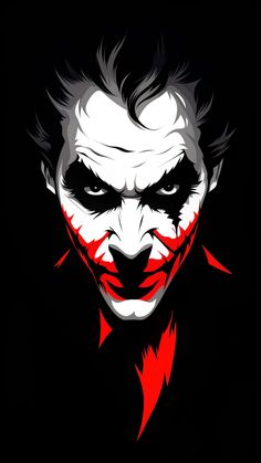 the dark knight movie poster featuring the joker as it appears to be painted in red and black