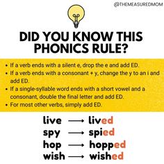 a poster with the words, did you know this phonics rules? and an image of a light bulb