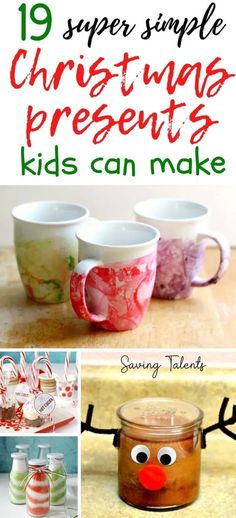 christmas presents for kids to make with the help of their mom and dad, including cups