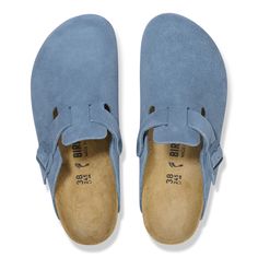 Blue Birkenstocks Outfit, Blue Birkenstocks, Birthday Core, Birkenstock Boston Suede, Financially Responsible, Elemental Blue, Birkenstock Clog, Birkenstock Outfit