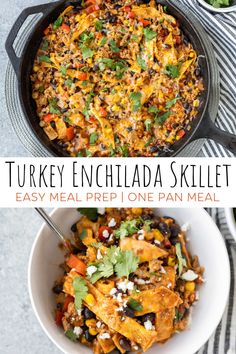 turkey enchilada skillet is an easy meal that's ready in less than 30 minutes