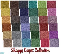 the shaggy carpet collection is shown in different colors