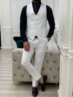 Montreal White Slim Fit Suit-baagr.myshopify.com-1-BOJONI Peak Lapel Suit, Navy Suit Wedding, Black And White Suit, Vest And Pants, Slim Fit Suit Men, Pants Gift, Suit Material, Lapel Jacket, Party Suits