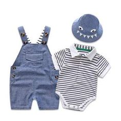 Overalls Set with Monster Hat - Momorii Fitted Cotton Sets For Playtime, Playful Unisex Summer Sets, Unisex Cotton Playtime Sets, Toddler Overalls, Baby Boy Summer, Summer Suit, Baby Boy Clothes Newborn