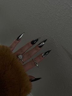 Silver Nail, Goth Nails, Colorful Nails, Grunge Nails, Her Nails, Y2k Nails, Silver Nails, Luxury Nails, Fire Nails