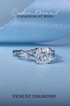 an engagement ring with a white diamond in the center