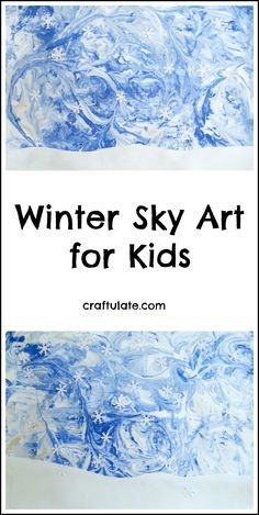 winter sky art for kids with text overlay