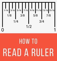 a ruler with the words how to read a ruler in white and red text on it