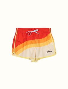 Wavy Tanning Swim - Red Retro Swim Trunks With Built-in Shorts, Retro Short Length Bottoms For Poolside, Retro Poolside Bottoms In Short Length, Retro Short-length Bottoms For Poolside, Retro Beach Shorts With Elastic Waistband, Retro Short Length Swim Trunks For Beach, Retro Short Swim Trunks For Beach Season, Retro Short Swim Trunks For Beach, Retro Beach Shorts In Short Length