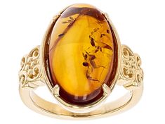 19x11mm Oval Amber 18k Yellow Gold Over Sterling Silver Ring. Measures Approximately 0.52"L x 0.83"W. Not Sizeable. 14k Gold Oval Amber Jewelry, Oval Amber Gemstone Jewelry, Classic Amber Oval Cabochon Jewelry, Formal Amber Oval Cabochon Rings, Formal Oval Cabochon Ring, Gold Oval Cabochon Rings, Gold Cabochon Oval Rings, Elegant Oval Amber Jewelry, Elegant Amber Oval Jewelry