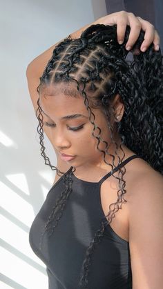 Crisscross Passion Twist, 4 Stitch Braids With Curls, Blackgirl Hairstyle Braid, Cris Cross Passion Twist, Cross Cross Passion Twist, Criss Cross Cornrows Braids, Criss Cross Locs, Twist In Front Curls In Back, Passion Plaits