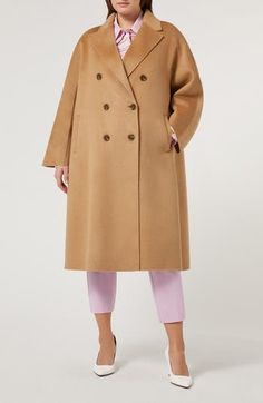 Cut from sumptuous virgin wool, this double-breasted trench coat is a luxe way to step into the cooler seasons. Double-breasted button closure Notched lapels Martingale belt with removable tie Front welt pockets Unlined 100% virgin wool Dry clean Imported Wool Trench Coat Women, Plus Size Trench Coat, Wool Trench Coat, Double Breasted Trench Coat, Glen Plaid, Trench Coat Black, Camel Coat, Wool Blend Coat, Trench Coats Women