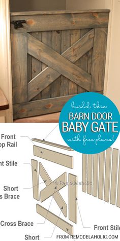 the instructions for how to build a barn door baby gate with free plans and pictures