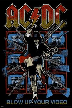 ac / dc blow up your video t - shirt with an image of ac / dc playing guitar