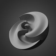 a black and white photo of an object with wavy lines in the shape of a spiral