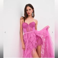 Nwt!! It Is So Cute But Did Not Fit. In Perfect Condition! For Love And Lemons Bustier, Black Bustier Dress, Hi Low Gown, Bustier Gown, Luau Dress, Barcelona Dress, Layered Chiffon Dress, Tiered Tulle Skirt, Maxi Gown Dress