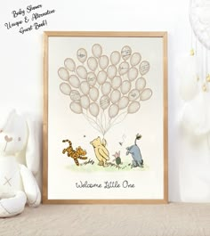 a winnie the pooh birthday card with balloons