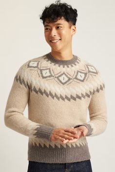 Alpaca Wool Crew Neck Sweater | Bonobos Beige Lambswool Sweater For Winter, Warm Beige Crew Neck Sweater, Winter Alpaca Soft Knit Sweater, Cozy Crew Neck Lambswool Sweater, Cozy Lambswool Crew Neck Sweater, Winter Sweater In Knit Recycled Wool, Winter Knitted Recycled Wool Sweater, Cozy Merino Wool Jacquard Knit Sweater, Winter Crew Neck Lambswool Sweater