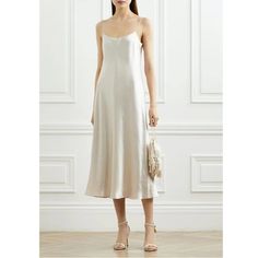 Lasaky - Sleeveless Midi Satin Slip Dress - Versatile Inner or Outerwear Layering Piece Textured Maxi Dress, Terry Cloth Dress, Dress Collar, Sequin Maxi Dress, Split Maxi Dress, Beach Maxi Dress, Glamorous Style, Split Dress, Satin Slip