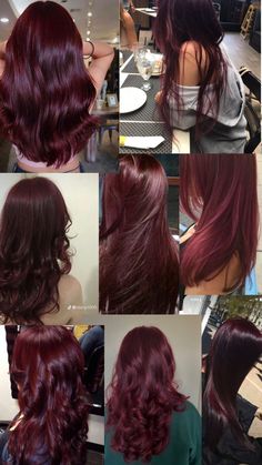 Wine Red Hair Asian, Dark Red Asian Hair, Red Straight Hair, Hair Trends 2024, Red Hair Trends, Color For Brunettes, Hair Color For Brunettes, Antique Red Garnet Necklace, Fall Hair Color For Brunettes