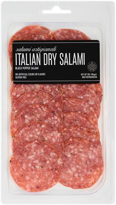 sliced italian dry salami in a package