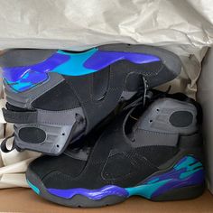 Retro Aqua Jordan 8s. “Big Kids” Size 4.5. Comes In Original Box. Like New! 8s Jordans, Jordan 8s, Jordan Shoes Retro, Shoes Retro, Kids Jordans, Jordan Shoes, Air Jordan Sneaker, Big Kids, Air Jordan