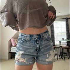 American Eagle Ae Ripped Jean Shorts, Super Cute Wash And Rips. Never Worn #Urban #Americaneagle #Jeanshorts #Shorts #Rippedjean American Eagle Jean Shorts, Red Trench Coat, Ripped Jean Shorts, White Jean Shorts, Rayon Pants, American Eagle Shorts, Bow Detail Dress, Pleated Shorts, Mom Shorts