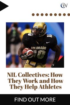 a football player running with the ball in his hand and text that reads, nfl collectives how they work and how they help athletes find out more