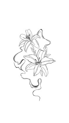 a black and white drawing of lilies on a white background with the word lily written below it