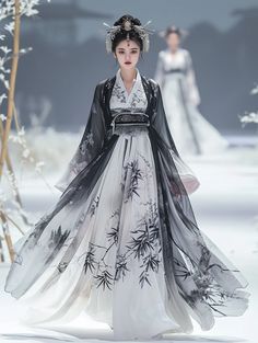 traditional Chinese attire. Perfect for cultural events and photoshoots. Celebrate Chinese heritage with these timeless fashions. Black And White Hanfu, Imperial Clothing, Chinese Gown, Chinese Clothing Traditional, Traditional Asian Clothing, Hangzhou China, Ancient Chinese Clothing