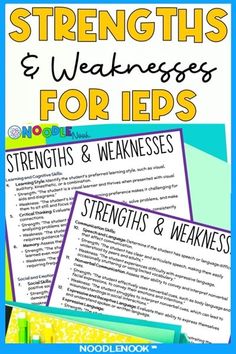 two posters with the words strength and weakness for ieps