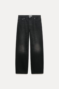 STRAIGHT CUT MID RISE FULL LENGTH JEANS ZW COLLECTION - Black | ZARA United States Zara Classic Straight Leg Jeans, Zara Jeans Relaxed Fit Straight Leg, Zara Classic Mid-rise Jeans, Zara Classic Workwear Jeans, Zara Classic Jeans For Work, Zara Cotton Jeans With Five Pockets, Zara Cotton Jeans For Everyday Wear, Zara Cotton Everyday Jeans, Everyday Cotton Zara Jeans