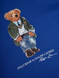 On this cotton-blend hoodie, the world's best-dressed bear sports a denim jacket and jeans. Drawstring hood. Long sleeves with rib-knit cuffs. Polo Bear, "Polo Bear by Ralph Lauren" and "Ralph Lauren" script printed on the center front. Side on-seam pockets. Machine washable. Polo Bear By Ralph Lauren, Denim Jacket And Jeans, Bear Logo, Bear Graphic, Polo Bear, Logo Sweatshirt, Polo Ralph Lauren Mens, Knit Cuff, Fleece Hoodie