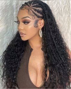 Half Braided Hairstyles, Human Hair For Braiding, Curly Human Hair Extensions, Quick Braided Hairstyles, Hairdos For Curly Hair, Pretty Braided Hairstyles